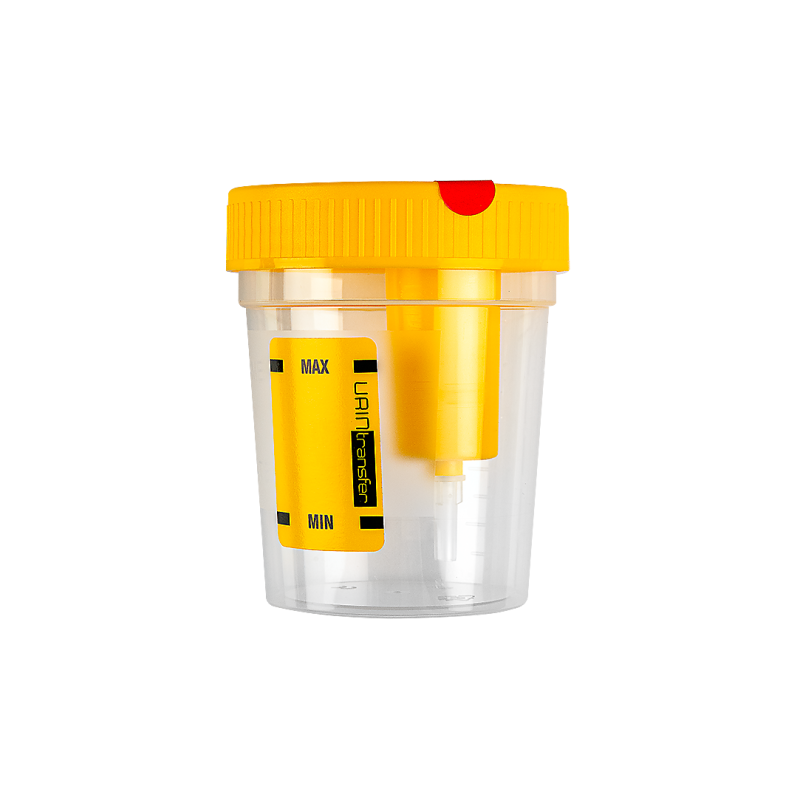 POT DE PRÉLÈVEMENT POUR URINE - 120 ML - BOUCHON JAUNE - STÉRILE - EMBALLAGE INDIVIDUEL